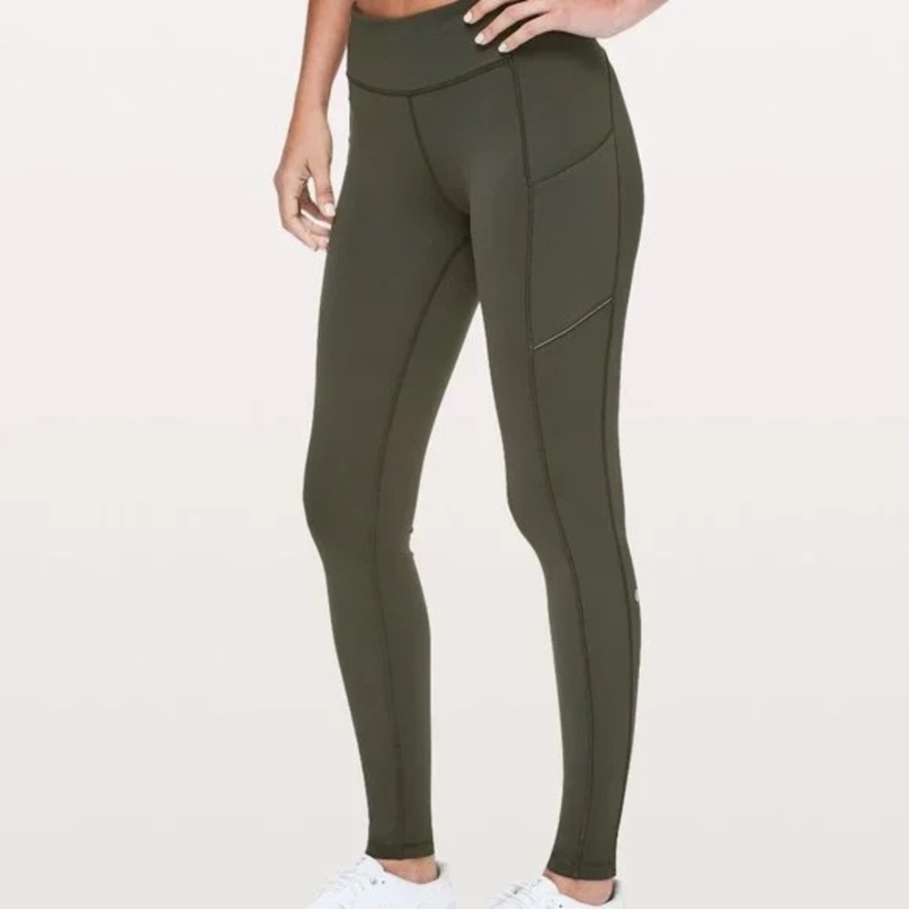 Lululemon speed up tights olive green full length 28” women leggings size 4
